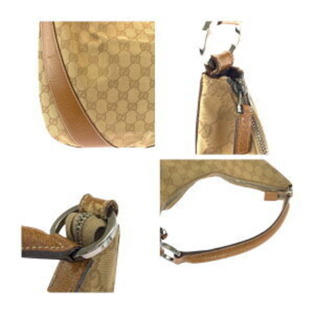 Gucci Tan Camel Tan Canvas Beige Tan Brown Bag Shoulder GG - Picture 5 of 10